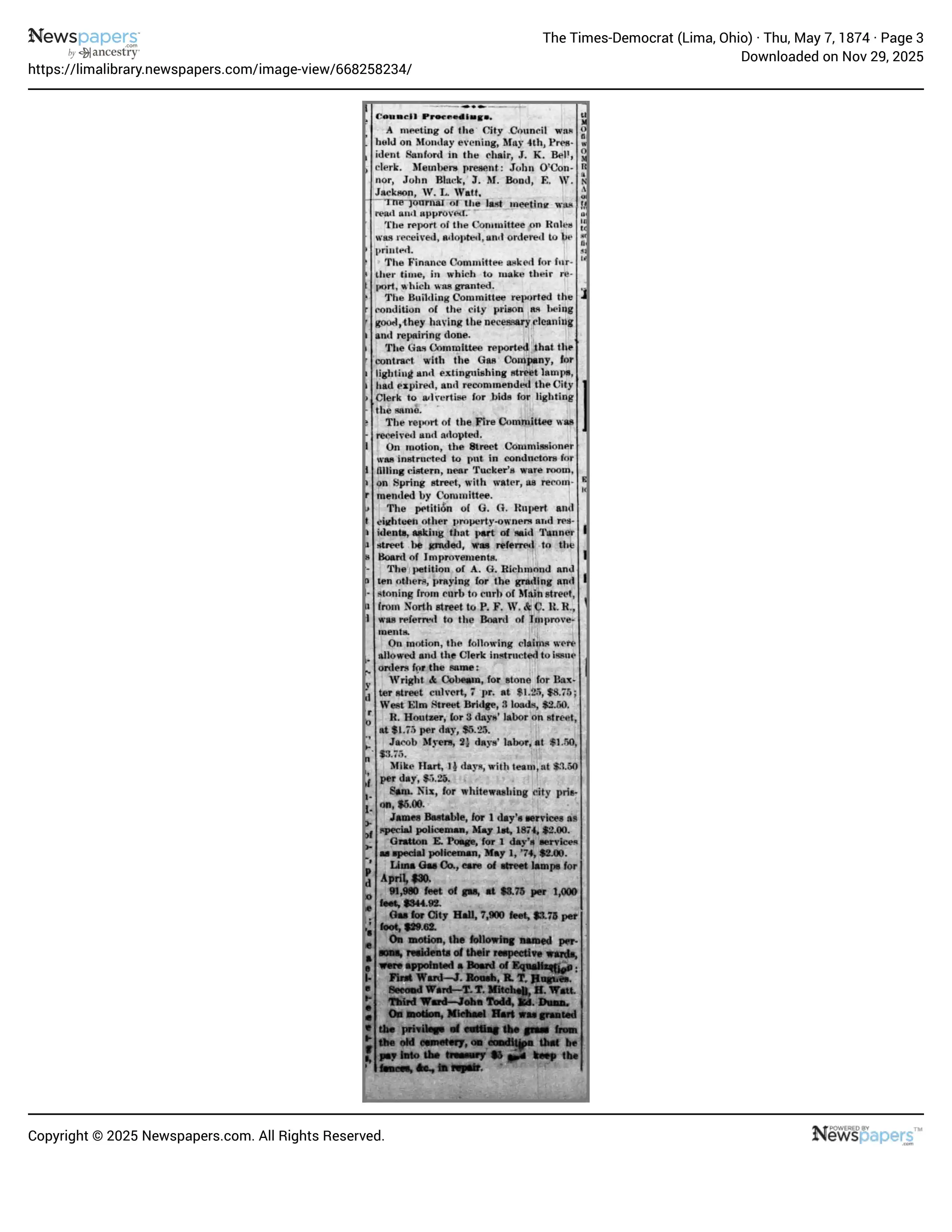 The Times Democrat 1874-05-07 Page 3, Greenberry George Rupert Grading Petition